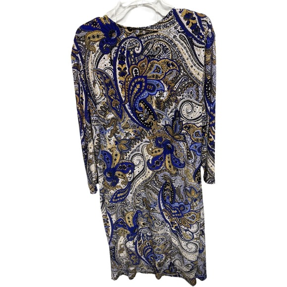 Kasper Faux Wrap Dress Womens Size 3X V-Neck 3/4 Sleeves Paisley NWT Formal - Picture 4 of 7